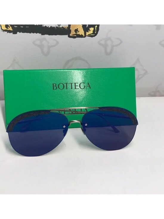 New Authentic Bottega Veneta BV0242S 003 Sunglasses – Blue Pilot Aviator main image 6